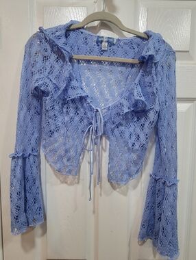 Urban Outfitters Periwinkle Crochet Tie-Front Tunic Size S